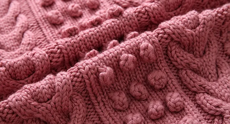 Ручная работа из чистой шерсти двойной Oneck twisted knit Женский Уличная свободный однотонный короткий пуловер свитер один и более размер