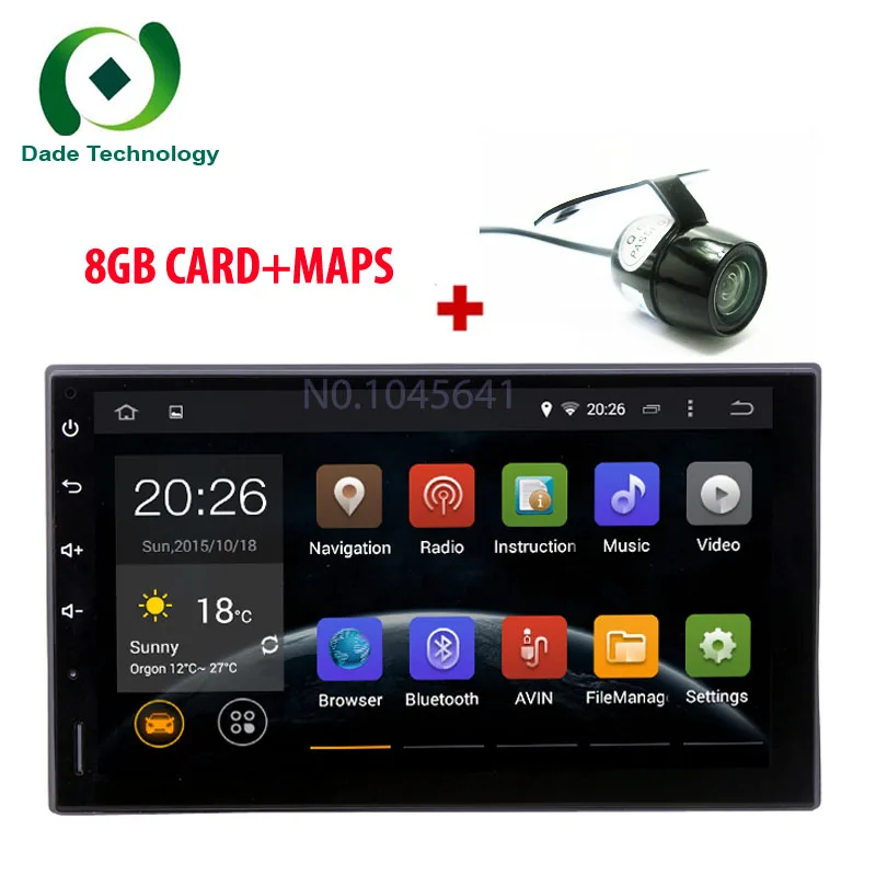  Double din HD 1024*600 Android 5.1.1 Quad Core 2din Universal 2DIN car GPS Radio Navigation BT car multimedia Stereo No DVD 