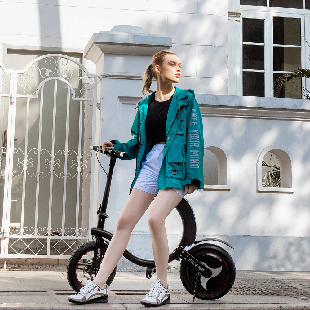  Portable Electric Bike Two Wheels Electric Bicycle 14 Inch Single Motor 450W 36V Foldable Electric 