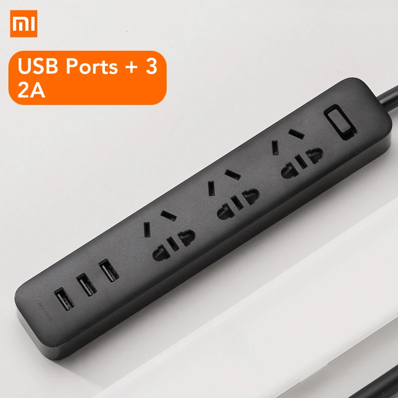 Оригинальный удлинитель питания Xiaomi быстрая зарядка 2 А 3 USB + розетки с