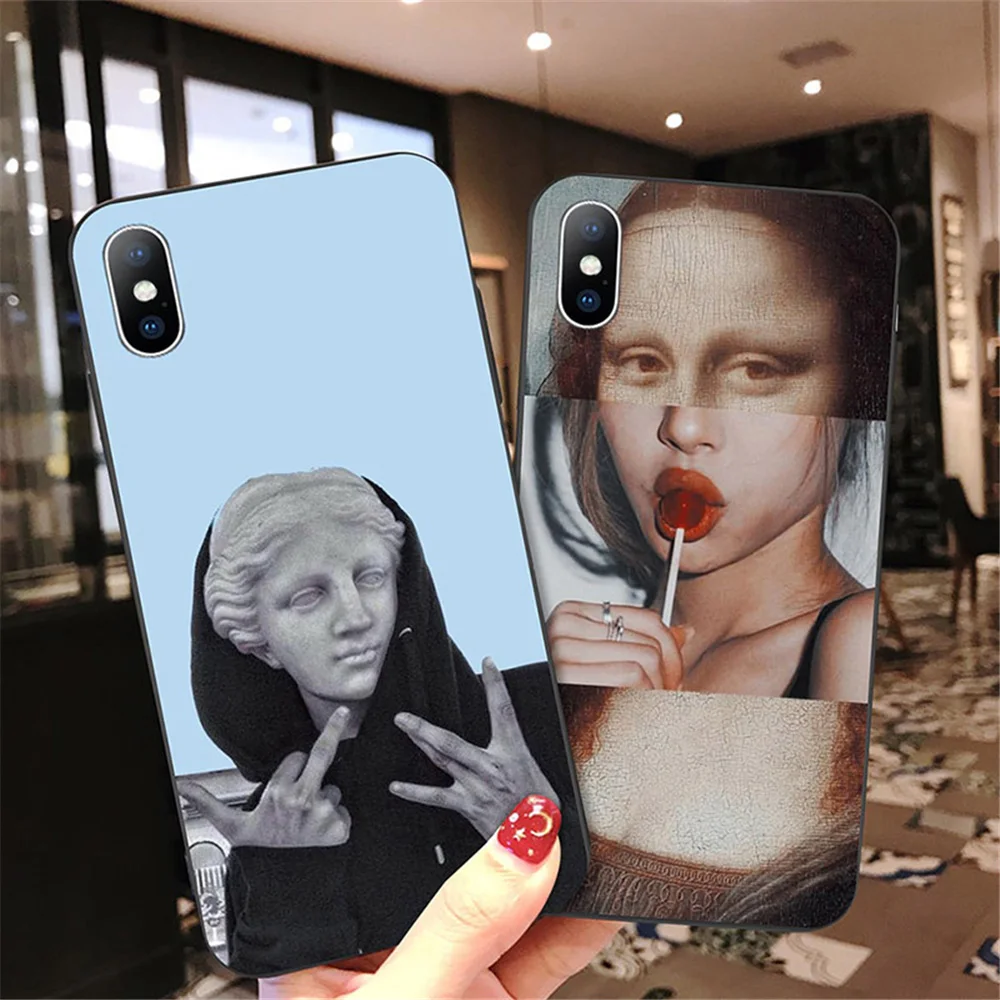 Lovebay для iPhone 11 Pro Max 6 6s 7 8 Plus X XR XS Max 5 5S SE чехол для телефона мультяшная статуя абстрактное искусство окрашенный Мягкий ТПУ чехол