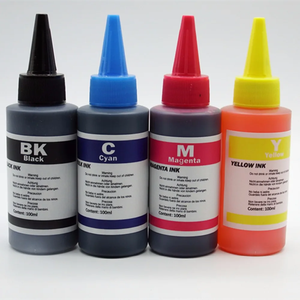

4 x 100ml Specialized Refill Dye Ink Kit For Epson T1401 T1404 Workforce 630 633 Inkjet Printer Refillable Cartridge And CISS
