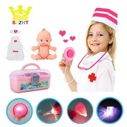 34 шт. дети медсестра доктор игрушки Набор доктор Детский комплект претендует медицинские инструменты коробка Косплэй одежда для детей с