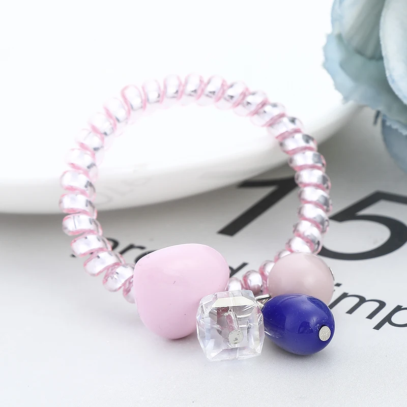 2 قطعة/الوحدة المرأة إكسسوارات الشعر الأربطة المطاطية المرنة الخرز Scrunchie ل الشعر العلاقات الشعر حبل دوامة شكل 5 سنتيمتر سلك الهاتف