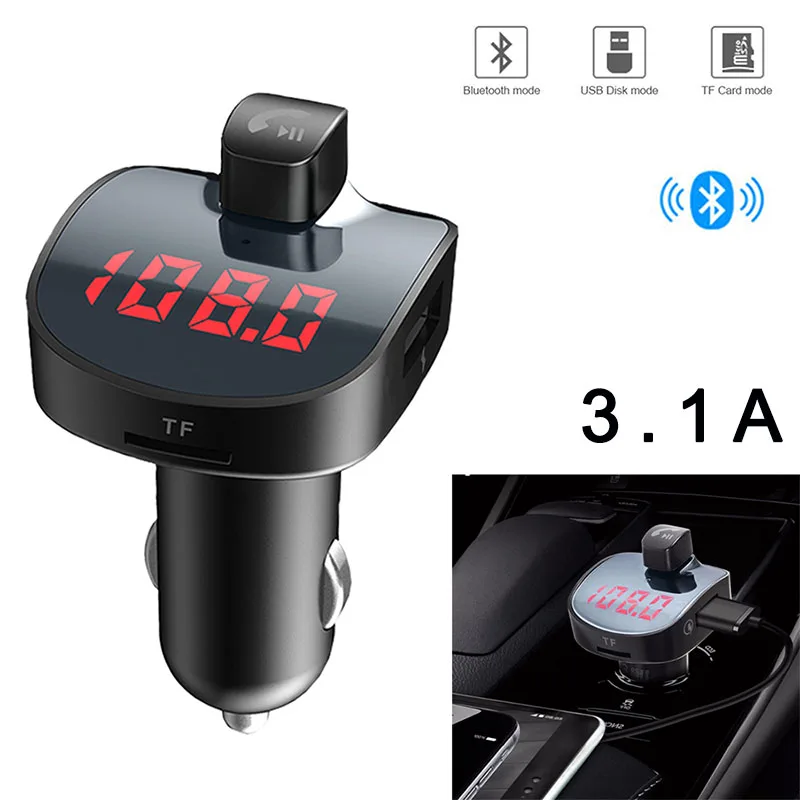 

Gakaki FM Transmitter Wireless Handsfree Bluetooth Car Kit Hand Free FM Modulator MP3 Player USB Car Charger 3.1A power Adapter