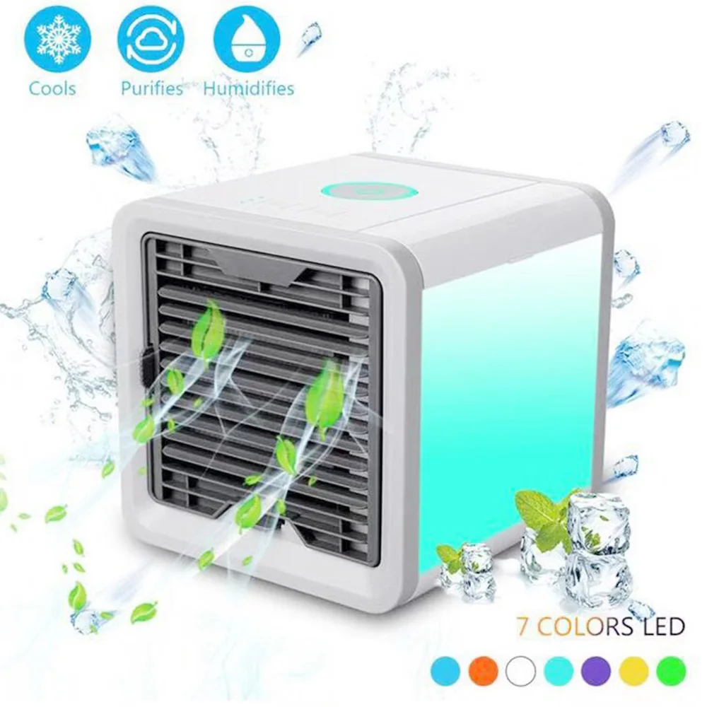 

USB Mini Portable Air Conditioner Humidifier Purifier 7 Colors Light Desktop Air Cooling Fan Air Cooler Fan Office Home cooler