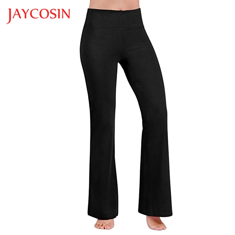 

JAYCOSIN Pants Women's High Waisted Tummy Control Workout Leggings Women Casual Style Solid Pattern Regular Length