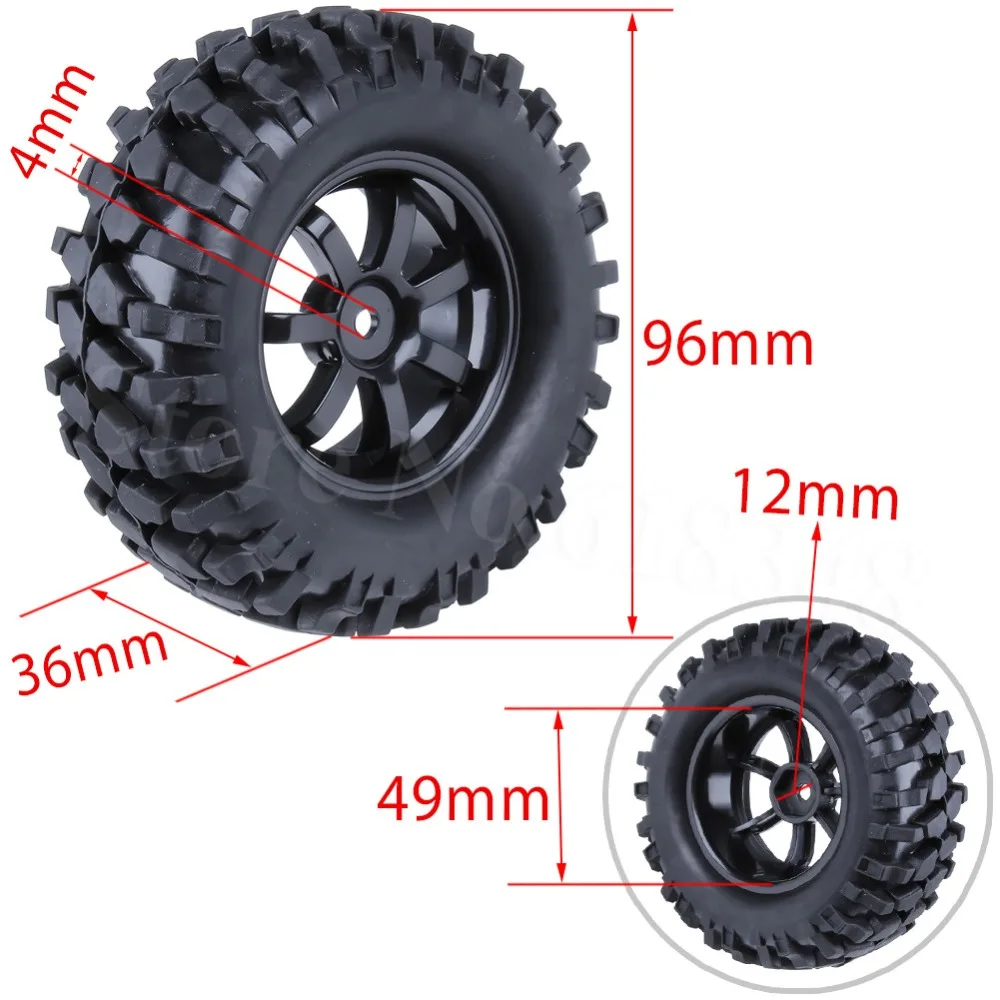4 шт. резиновые 96 мм 1 9 ''RC Гусеничные Шины и колеса 12 совместимы с 1/10 RC Rock Racer Car HSP