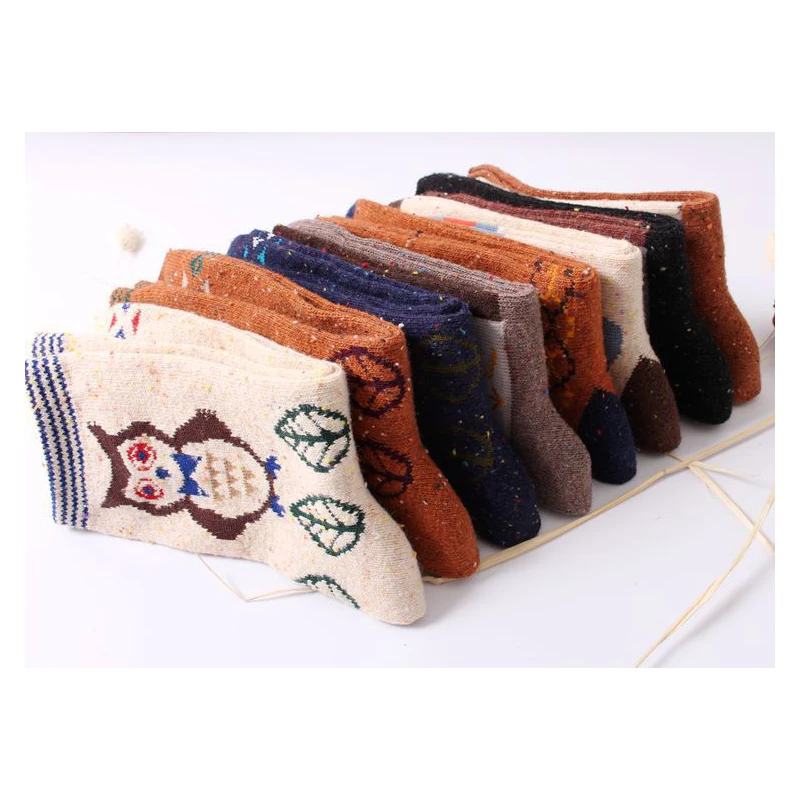 Rabbit Wool Women's Warm Socks Retro Autumn Winter Animals Patterns Women Vintage Thicken Socks Cute Cartoon Thermal Socks Meias