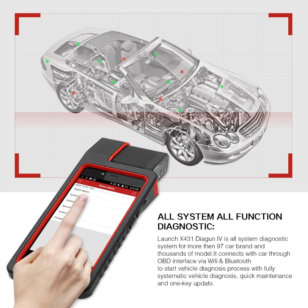 Launch X431 Diagun IV полная система мощный OBD2 диагностический инструмент с 2 летним бесплатным обновлением launch X 431 pro мини поддержка 12 В автомобиля