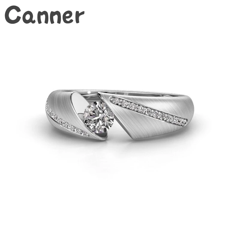 Простые Кольца Canner с кубическим цирконием для женщин, обручальное кольцо, стразы из нержавеющей стали, подарки A35