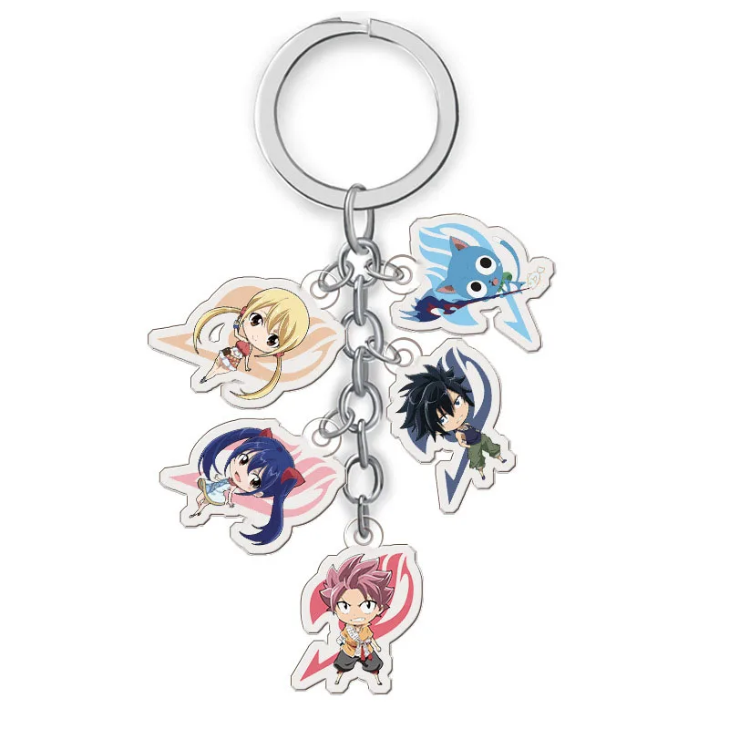 

Anime Fairy Tail Keychain Cartoon Figure Naz and Lucy Pendant Key Rings Cosplay