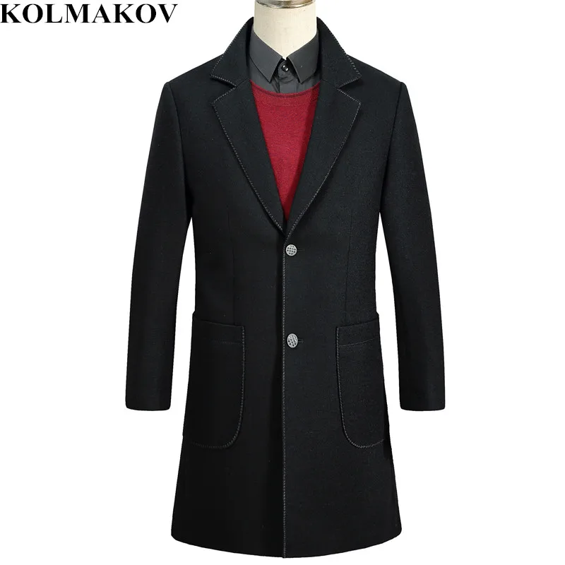 KOLMAKOV Men's Clothing 2019 New Mens Woolen Coats Spring Fashion Business Man Wool Trench Coat Slim High Quality Overcoat 3XL
