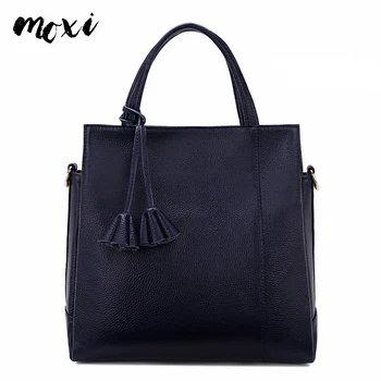 

MOXI Women Handbag Solid Color Female Messenger Bag Genuine Leather Shoulder Bag For Ladies Daily Natural Cowhide Women Tote
