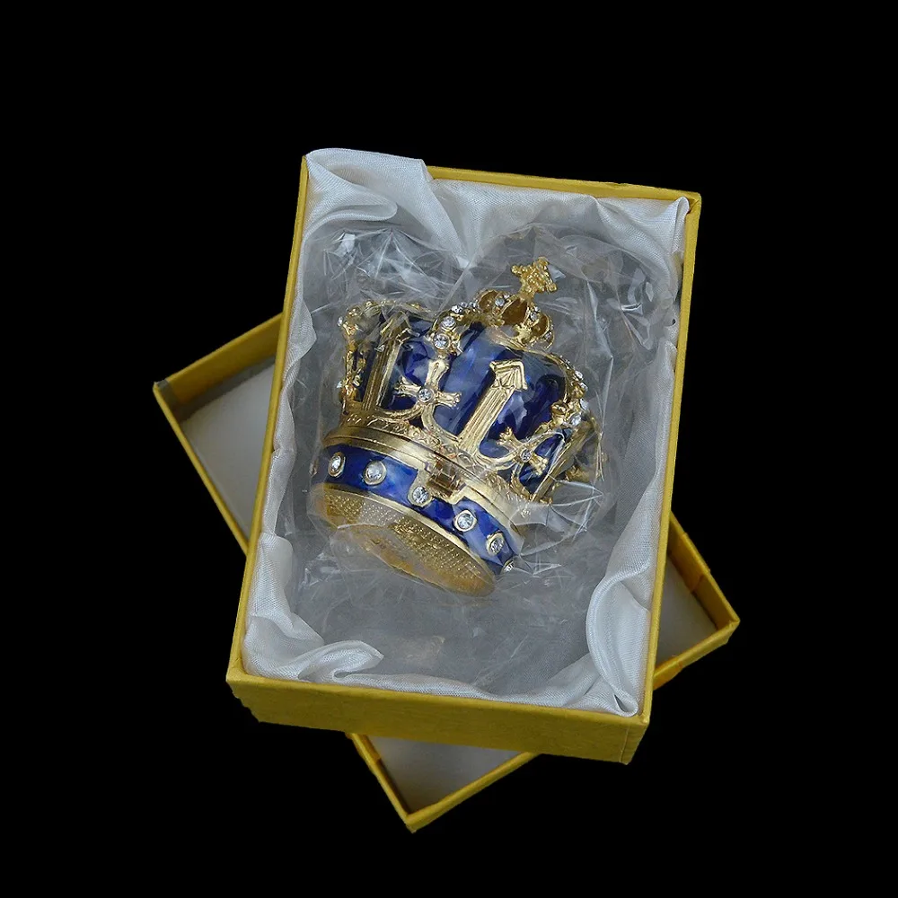 QIFU металлическое ремесло Красивая синяя Корона кольцо коробка