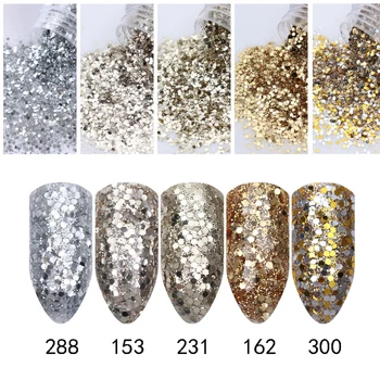 

1 Box Champagne Nail Glitter Powder 10ml Gold Silver Glitter Sequins Powder Shining DIY Nail Art Decorations