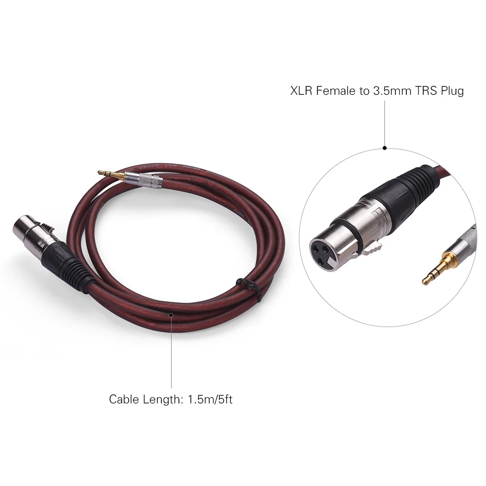 Length 1m 1,5 m/5ft аудио кабель Шнур XLR для женщин 3,5 мм разъем TRS ПВХ Куртка для компьютера микшер громкоговоритель Live Network - Цвет: Length 1m
