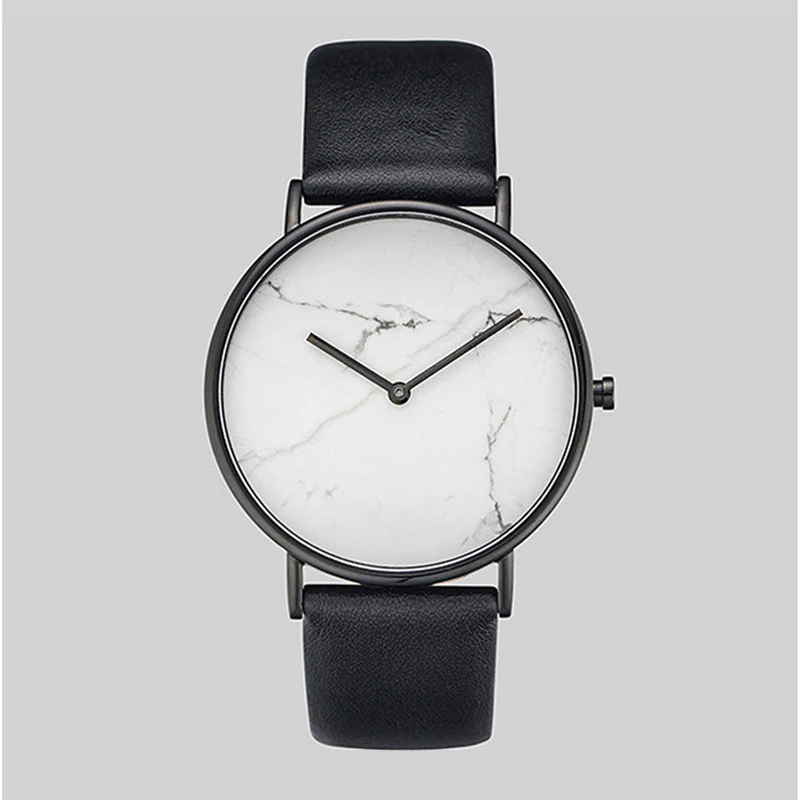 

Women's Clock Ladies dress watch Simple Stylish Marble Dial Watches Women Men Watches Top Brand Luxury Leather Quartz Wristwatch