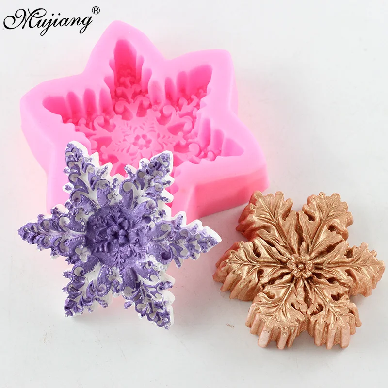 

Snowflake Shape Soap Making Silicone Molds 3D Craft Candle Resin Clay Mold DIY Chocolate Christmas Fondant Cake Decorating Tools