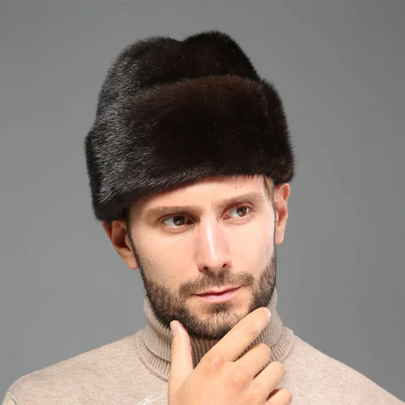 Мужская зимняя шапка норковая Новая натуральная цветная меховая Сибирский стиль