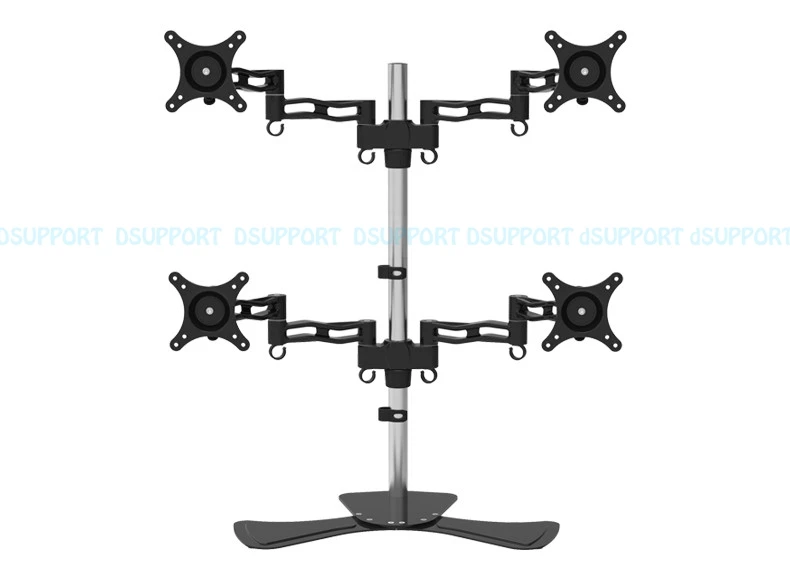 D08S-2 алюминиевый сплав настольная подставка 4 экран монитор держатель полное движение ТВ кронштейн