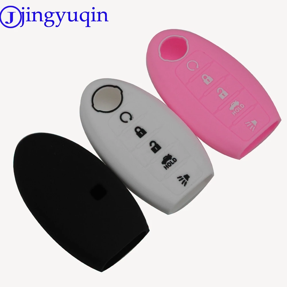 

jingyuqin 5BTNS Silicone Key Case For Nissan Altima Maxima Infiniti EX FX G37 Q60 QX50 QX70 Smart Keyless Entry Remote Fob Cover