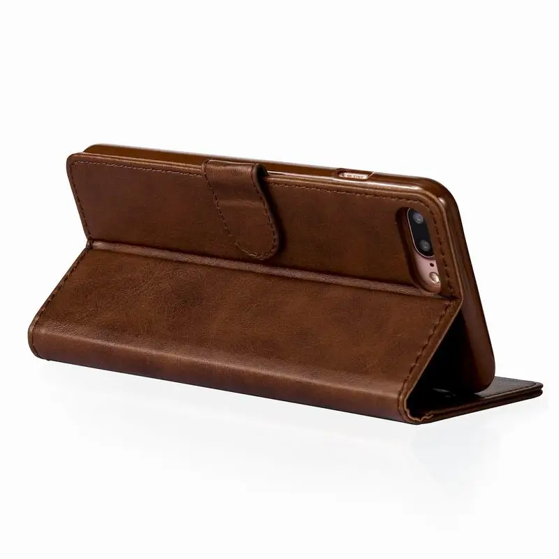 Case For iPhone 7 8 Plus 7plus Flip Case Cover Luxury Wallet Vintage Plain Leather Phone Bag Funda For Apple i phone 8plus Coque