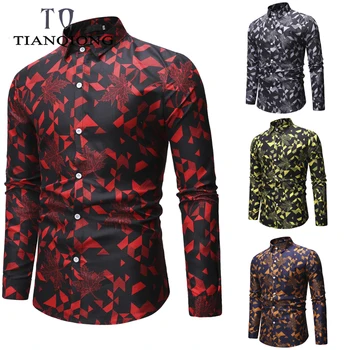 

TIAN QIONG 2019 Spring New Casual Dress Shirt Men Long Sleeve Fashion Plaid Beach Hawaiian Shirts Cotton Brand Clothes ML33