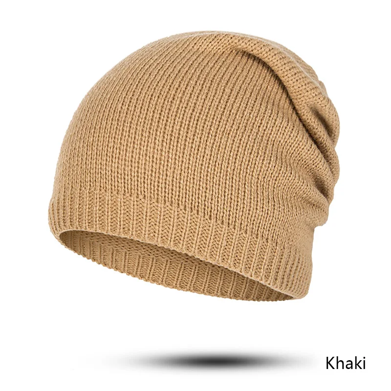 REAKIDS Skullies Beanies, детская зимняя шапка, детская шапка для девочек и мальчиков, вязаные зимние шапочки, шапка для детей, хлопковая однотонная детская шапка - Цвет: khaki