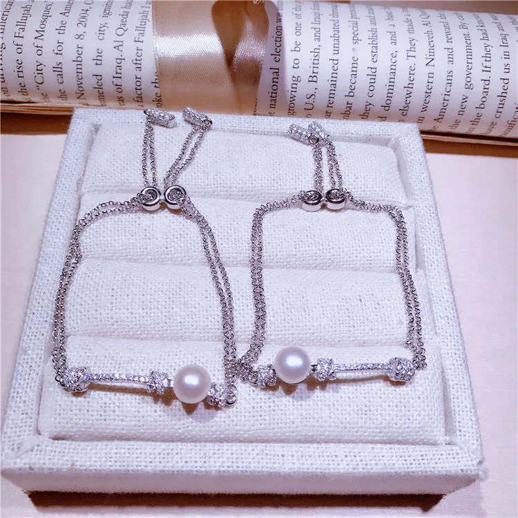 

Hot brand Monaco jewelry 925 silver pearl knot bracelet luxury brand rose gold fashion design zircon bangles