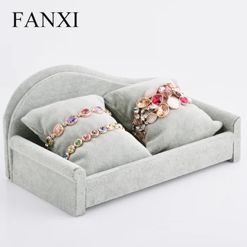 

FANXI Free Shipping Velvet Sofa shape Bangle Display Holder for Jewellery Shop and Store Gray Watch Exhibitor Organizer
