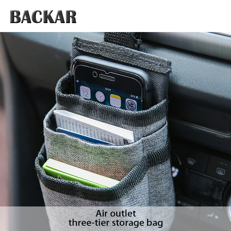 

BACKAR Car Air Outlet Bag Mobile Phone Holder Oxford Cloth Storage Box Universal For Chevrolet Hyundai Lada Suzuki Subaru Volvo