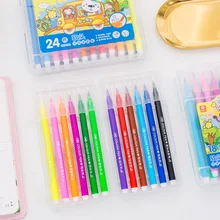 12/18/24 Цвета Рисование Раскрашивание акварельных маркерных ручек моющиеся мягкой головкой маркер для рисования в стиле «граффити» изогнутым наконечником ручки школьные принадлежности
