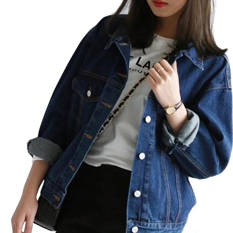 

Newly Korean Spring Autumn Women Lady Jeans Coat Long Sleeve Vintage Denim Jacket Loose Casual Coats Girls Outwear VK-ING