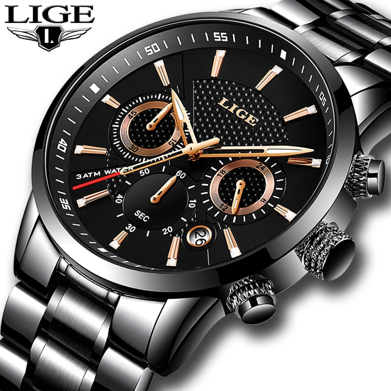 2018 LIGE Mens watches To Luxury Brand business Quartz Watch Men Military Sports Waterproof Dress W