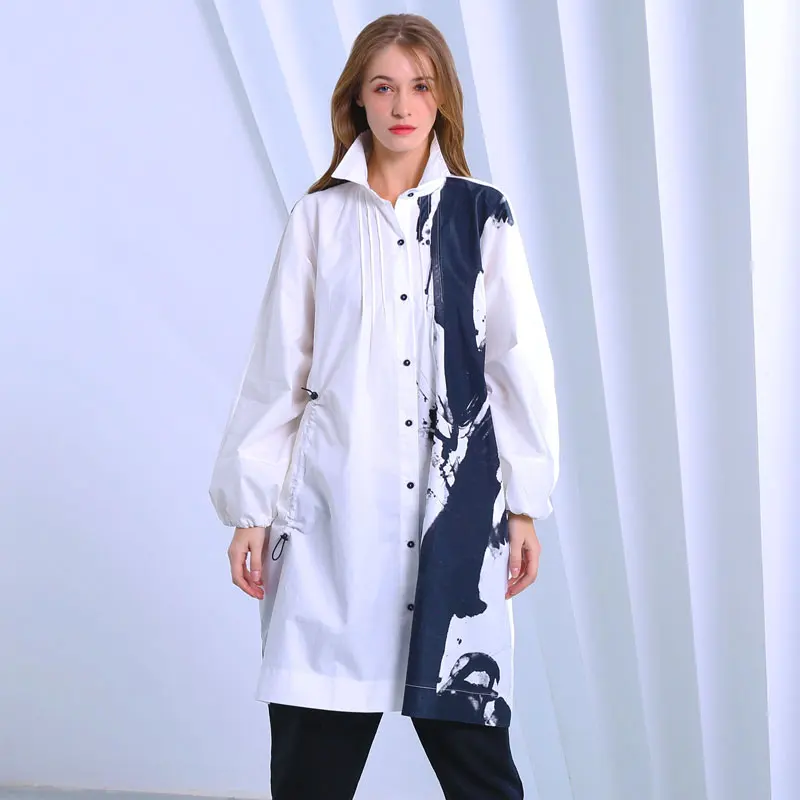 turn down collar loose fitting single breasted print blouses turn down collar loose fitting single breasted print blouses