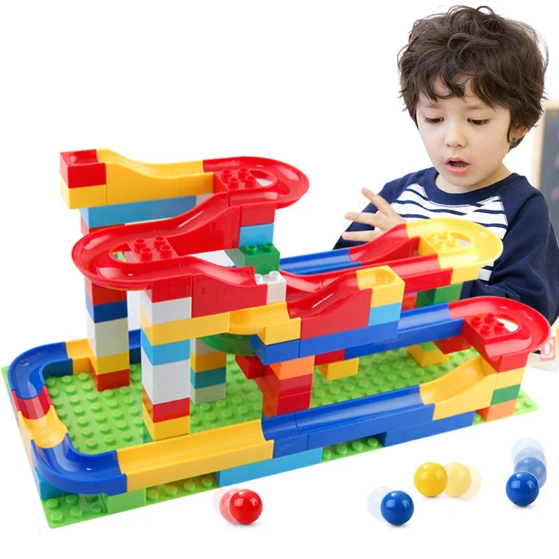 

New Bead sliding track Stacking Blocks DIY Building & Construction Toys Compatible Legoa Duplo bricks Gifts Toys for Children