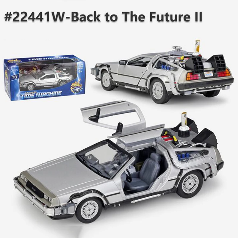 Модель металлического литья под давлением, модель 1/24 года, часть 1, 2, 3, машина времени, модель из сплава DeLorean DMC-12, игрушка Назад в будущее, летающая версия, часть 2
