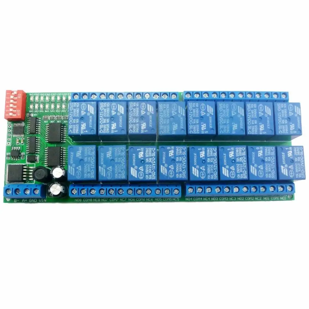16CH Modbus RTU RS485 релейный модуль автобус пульт дистанционного управления
