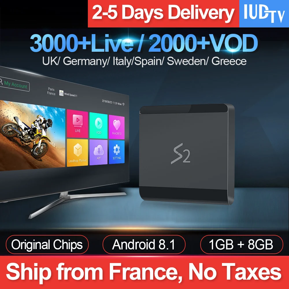 

Leadcool S2 Android 8.1 Smart Tv Box 1GB 8GB RK3229 With 1 Year IUDTV Account Iptv Subscription UK German Italy Sweden Spain Vod