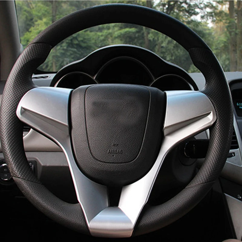ABS Chrome Car font b Interior b font Steering Wheel Sequins Trim For Chevrolet Classic Cruze