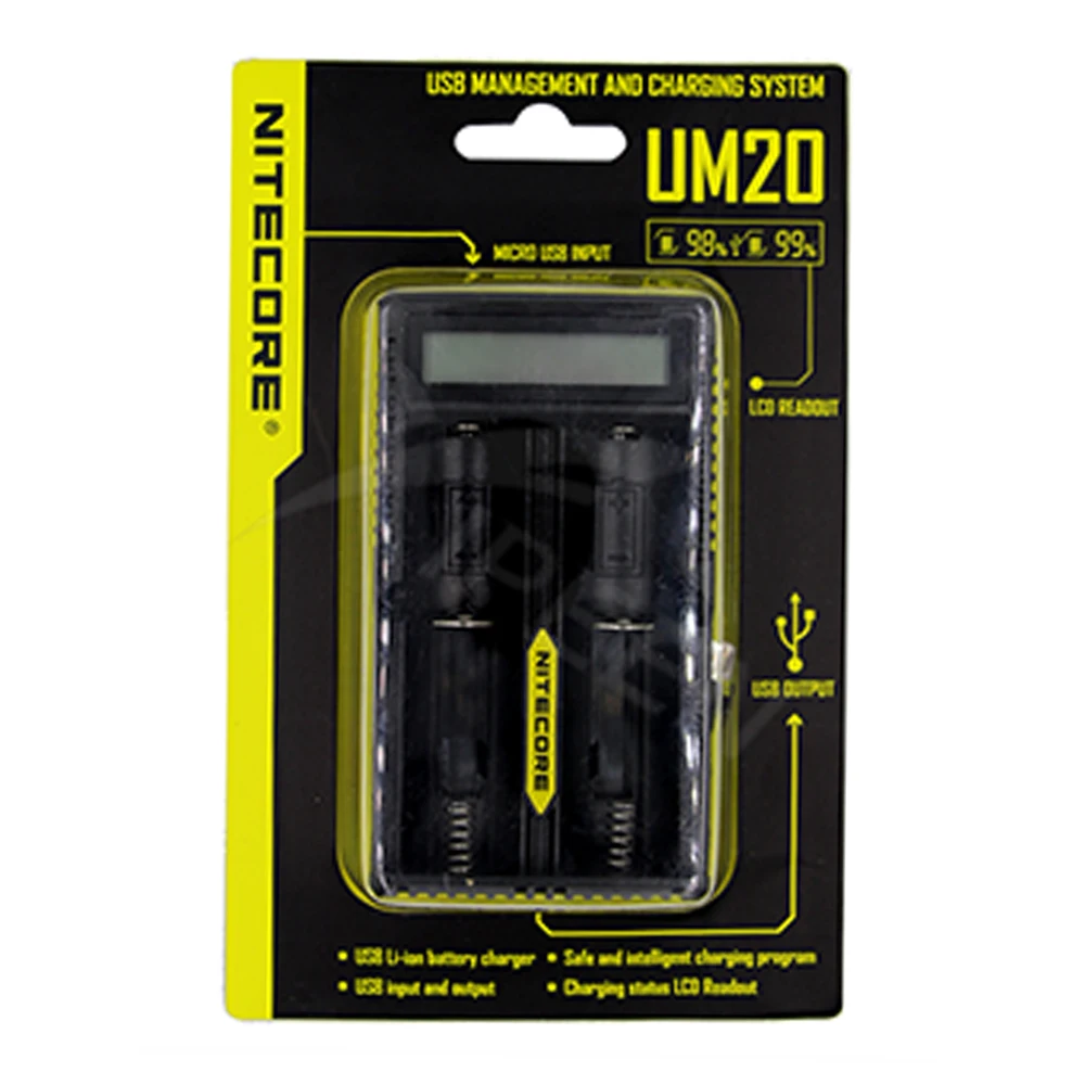 Оригинальное умное зарядное устройство Nitecore UM20 с ЖК дисплеем usb кабелем для