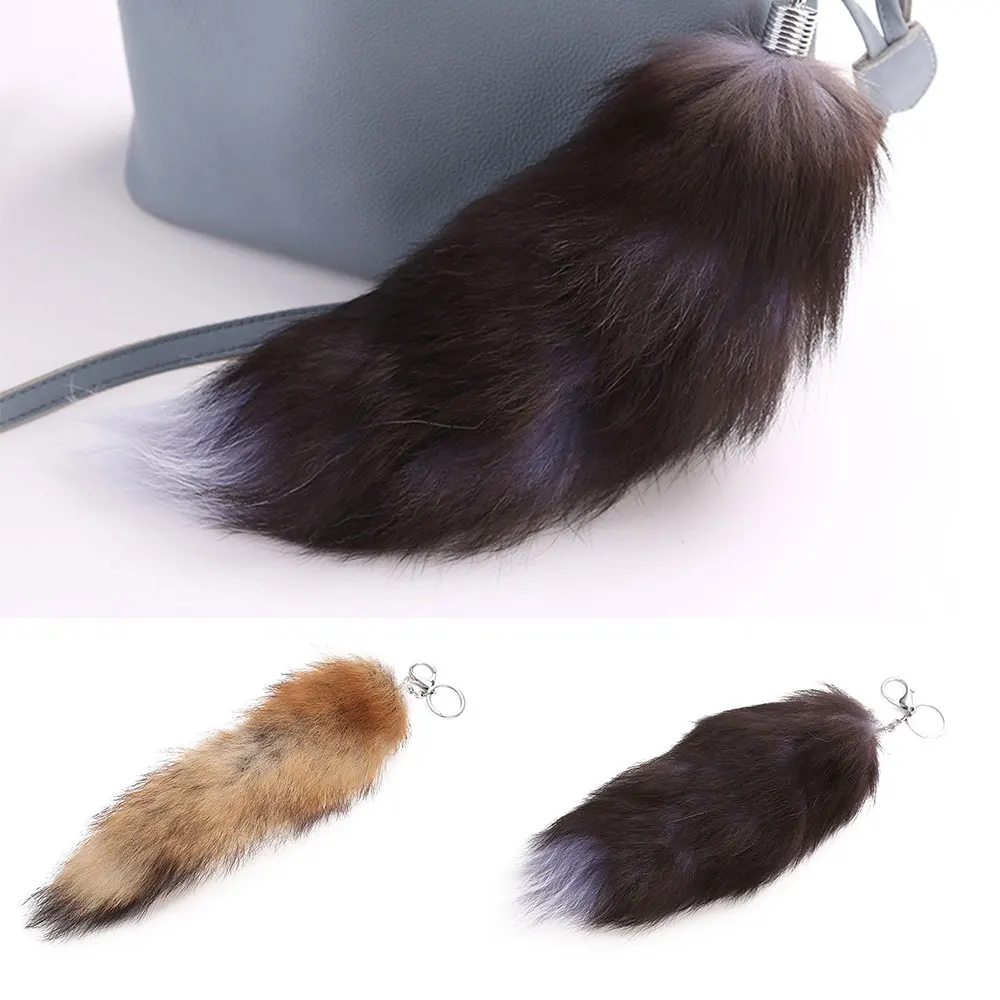 

Fashion Fur Fox Tail Keychain Keyring Wolf Tail Tassel Car Bag Handbag pendant Key Ring For Women Girl's Jewelry