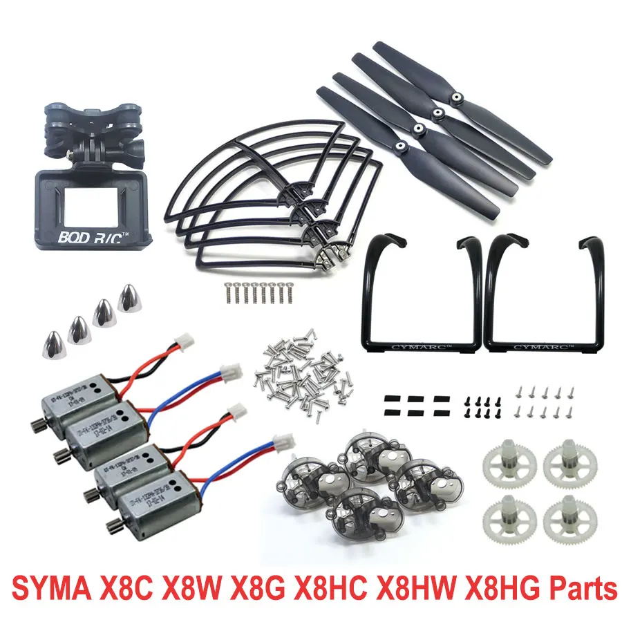 

Syma X8C X8W X8HC X8HW X8HG Spare Parts Kits Main Gears Shaft Main Frame Motors Blades Cover Screws Protection Upgraded Tripod