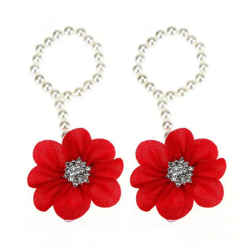 Sandals Лидер продаж; красивые шифоновые сандалии с жемчужинами для маленьких детей; пляжные сандалии с цветочным узором; Летняя обувь; ; сандалии; Сабо - Цвет: Sandals