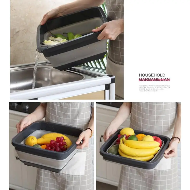 

Portable Folding Bucket Foldable Basin Outdoor Collapsible Plastic Bucket Multifunction Home Kitchen Supplies