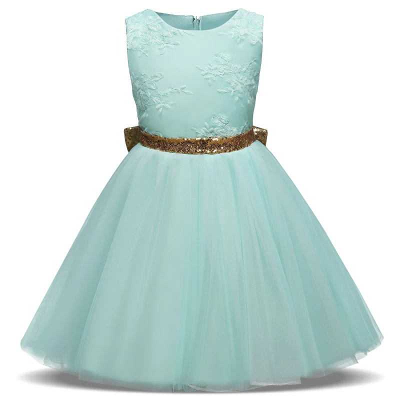 Нарядная вечерняя одежда для маленьких девочек; детская одежда для девочек; кружевное свадебное платье с цветочным узором; одежда для дня рождения для маленьких девочек - Цвет: Green