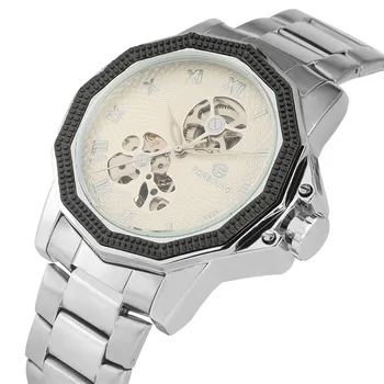 

Unique Men's Watch Mechanical Self Winding Mens Watches Irregular Dial Roman Numerals Display Business Man Timepiece New 2019