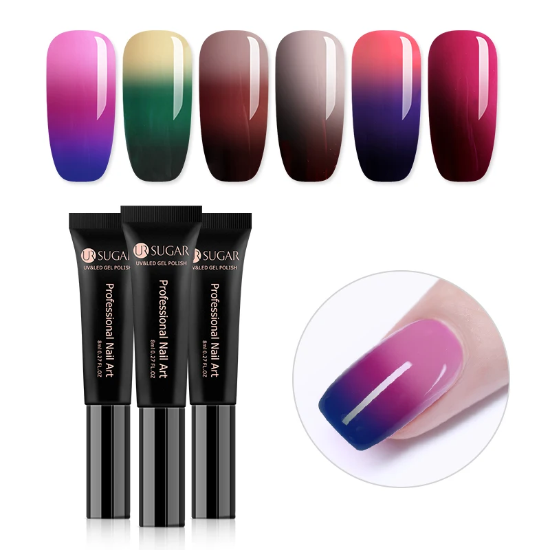 

UR SUGAR 8ml Thermal Gel Nail Polish 3 Colors Temperature Color Changing Soak Off UV Gel Varnish Nail Art Manicure Gel Lacquer