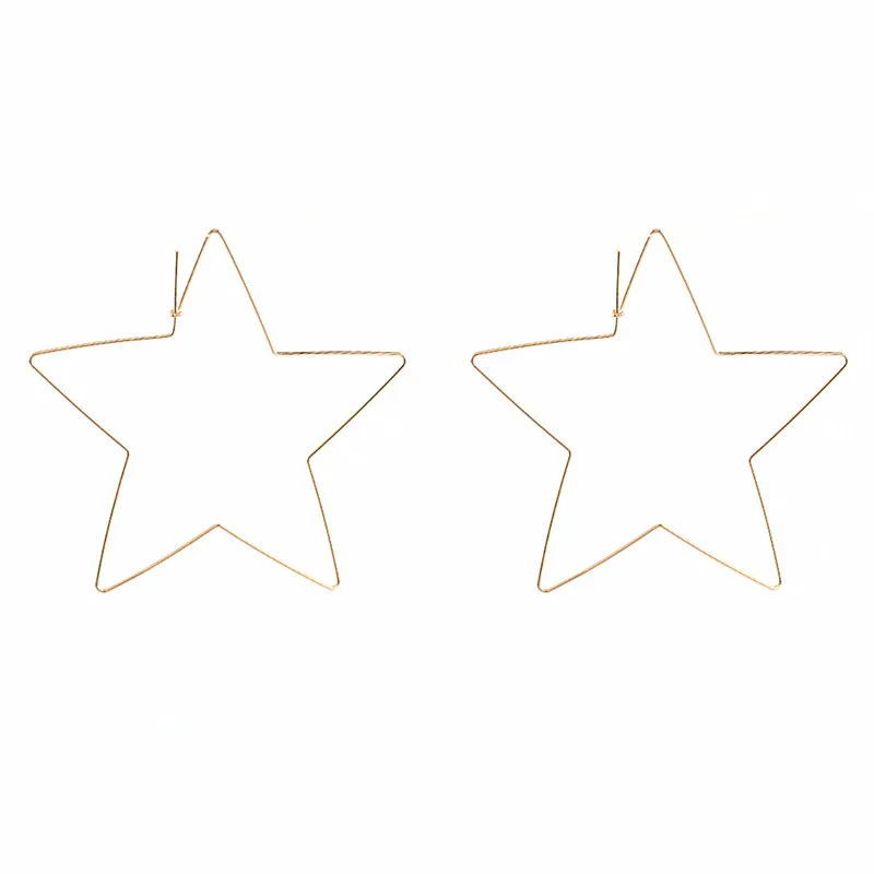 ES541 серьги-гвоздики в форме большой звезды простые серьги ручной работы из медной проволоки для женщин Brincos de gota Feminino геометрические